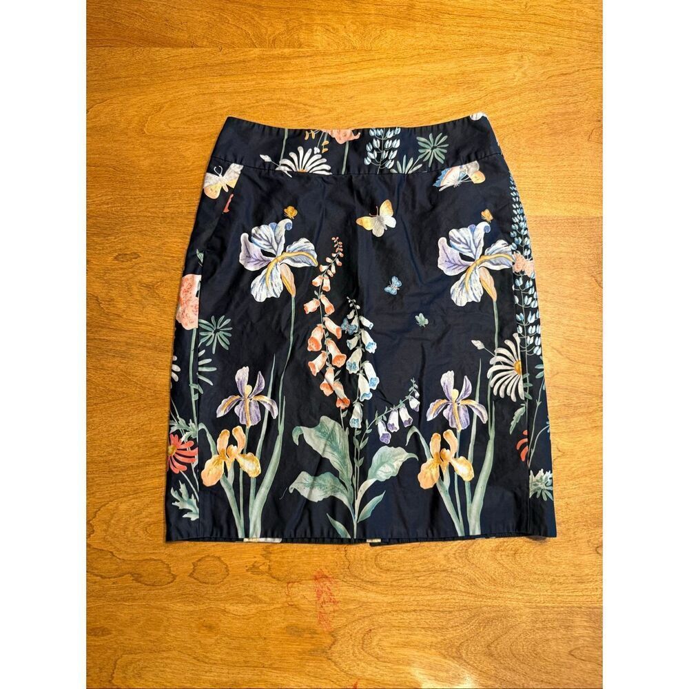 Anthropologie Leifsdottir Women's Butterfly Floral Pencil Skirt Black Size 8